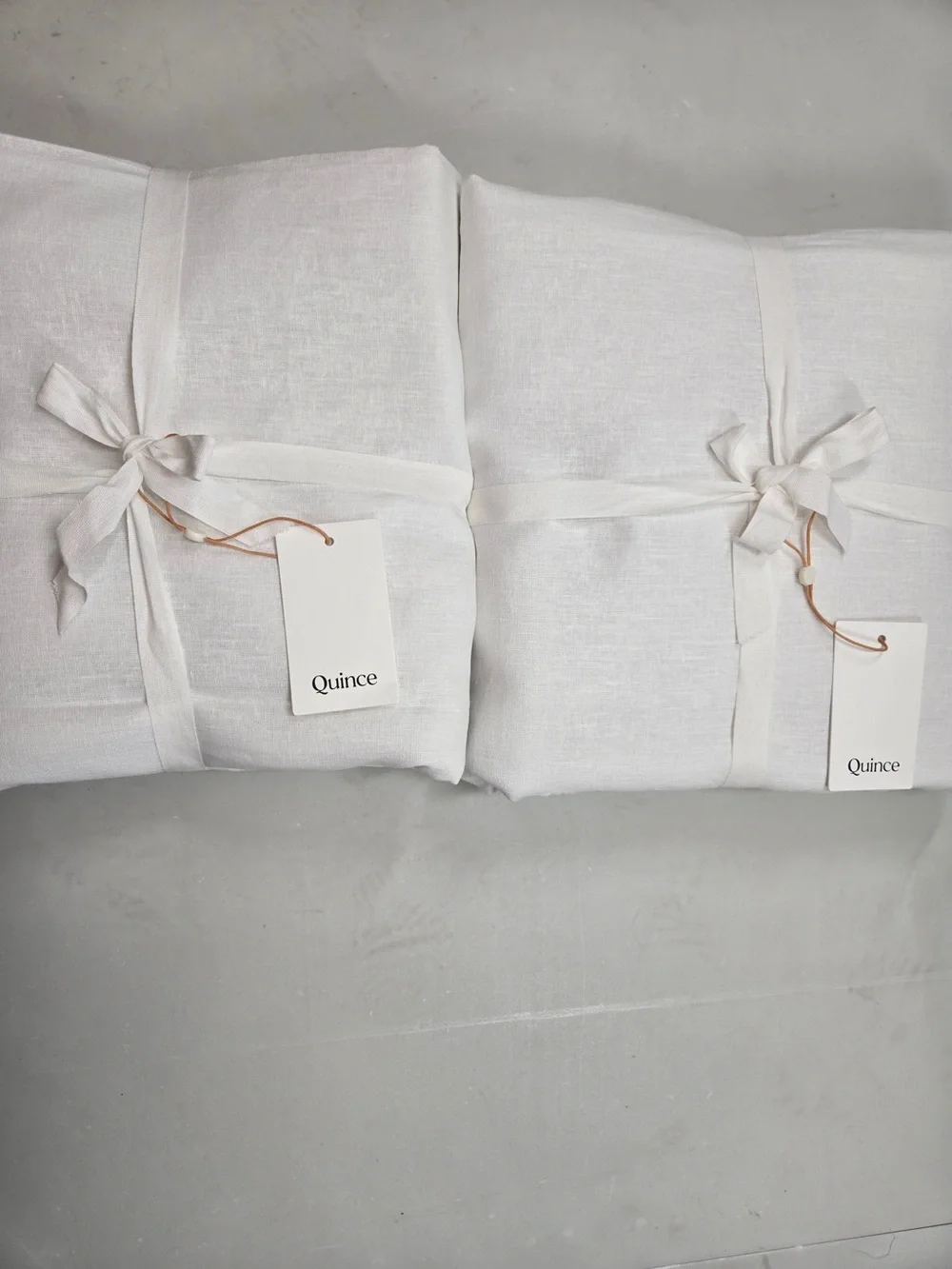 NWT QUINCE Set Of 2 48x96 European Linen True Blackout Curtains White 9631